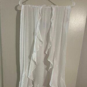 Cupshe Women's White Ruffle Flared Ankle Pants Polyester Elastic Closure NWT